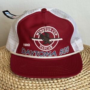 Vintage 1992 Winston Cup NASCAR Daytona 500 Trucker Hat Red Mesh NWT Deadstock